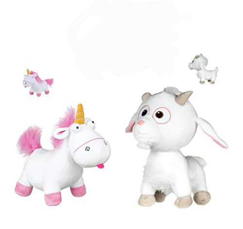 MNNS Minions - Pack mit 2 plüsch Unicorn 6'69" / 17cm + Weiße Brustziege 7'09 "/ 18cm Super weiche Qualität von MNNS