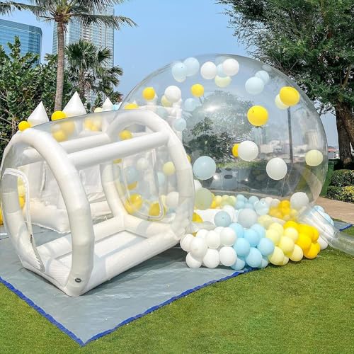 Outdoor wasserdichtes aufblasbares Haus, Blasenballonhaus mit Tunnel, durchsichtiges PVC Aufblasbares Blasenzelt, für Familie Camping, Hinterhof Party, Sternenbeobachtung(Größe:3M von MNOIINM