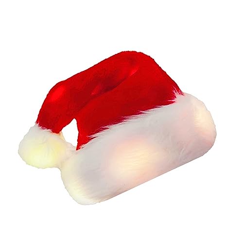 MNRIUOCII Modische Plüsch-Weihnachtsmütze für Kinder Erwachsene, Weihnachtsdekoration, leuchtende Weihnachtsmütze Bommelmütze Kinder (White, One Size) von MNRIUOCII