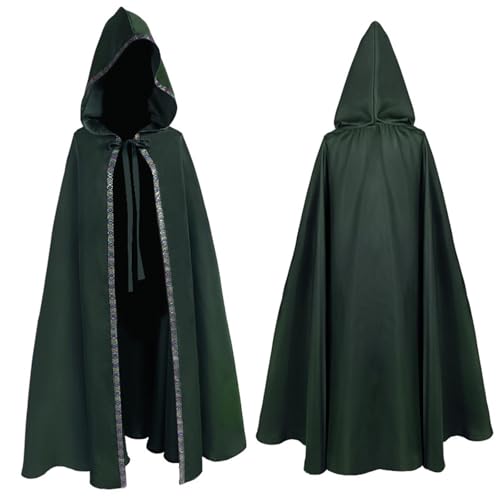 Robe Kostüm Mönch Priester Gewand Halloween mit Kapuze Mittelalterliche Herren Männer Mönchskutte Robe,Renaissance und Kordel, Braun Prister Kreuz für Mottoparty Cosplay Karneval Fasching Schwarz von MNRIUOCII