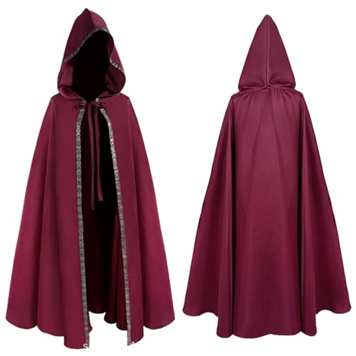 Robe Kostüm Mönch Priester Gewand Halloween mit Kapuze Mittelalterliche Herren Männer Mönchskutte Robe,Renaissance und Kordel, Braun Prister Kreuz für Mottoparty Cosplay Karneval Fasching Schwarz von MNRIUOCII