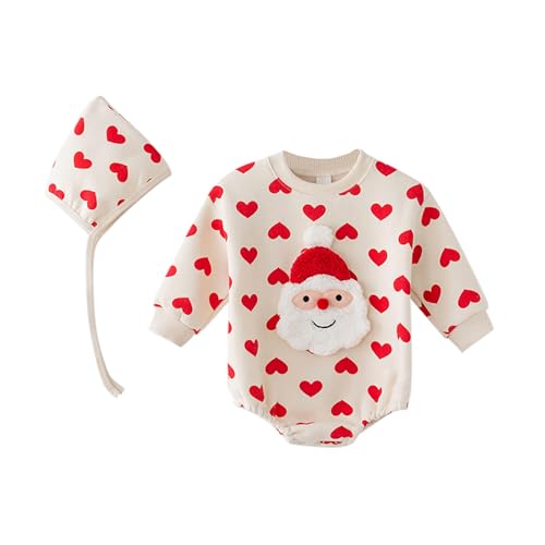 MNSWR 3Pcs Neugeborenes Baby Mädchen Junge Kleidung Langarm Outfit Niedlich Weiß Bodysuit Strampler Ruffle Hosen für Kleinkind Mädchen Kleidung Set 0-18 Monate Erstes Weihnachten,Neugeborenes Baby Kl von MNSWR