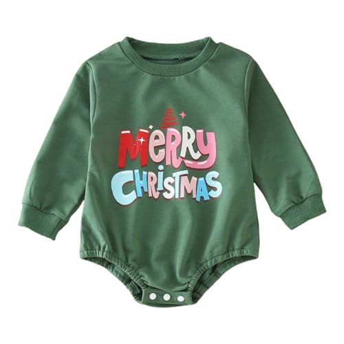 MNSWR 3Pcs Neugeborenes Baby Mädchen Junge Kleidung Langarm Outfit Niedlich Weiß Bodysuit Strampler Ruffle Hosen für Kleinkind Mädchen Kleidung Set 0-18 Monate Erstes Weihnachten,Neugeborenes Baby Kl von MNSWR