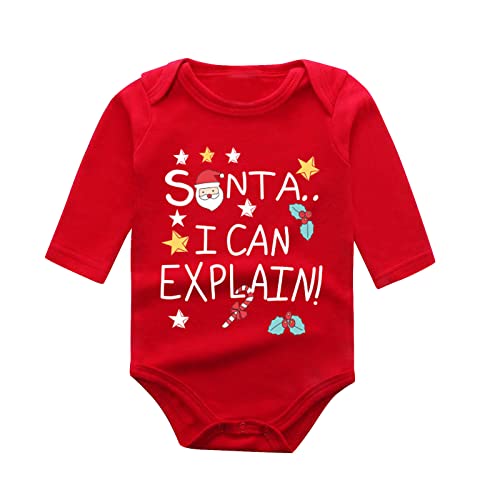 MNSWR 4 Stück Baby Weihnachtsoutfit Junge Mädchen Weihnachten Fleece Warm Santa Jacken +Hose+Weihnachtsmütze+Socken Neugeborene Weihnachtskleid Weihnachtskostüm Weihnachten Elf Kleidung,Baby Strample von MNSWR