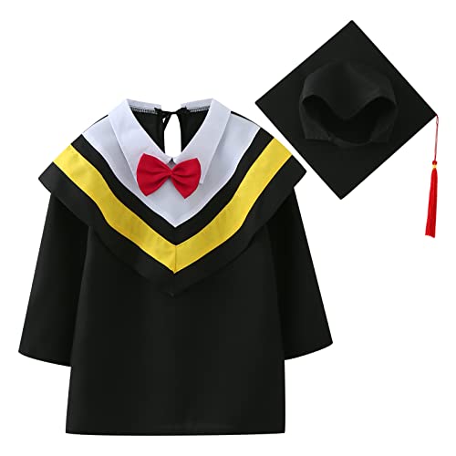 MNSWR Abschluss Kleid,Bachelor -Kostüm für Kinder Bachelor Class Of 2025 Graduation Party Robe mit Quaste und Jahrgangszahl Kindergarten/Krippe/Grundschule(Gelb,3-4 Jahre) von MNSWR