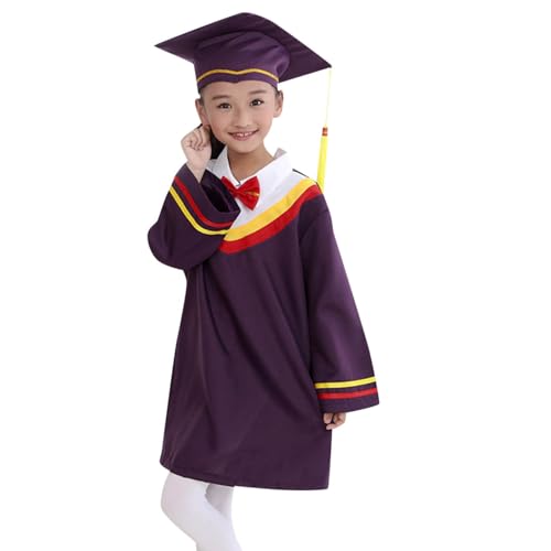 MNSWR Abschluss Kleid,Bachelor -Kostüm für Kinder Bachelor Graduation Hat Hochschule Level Complete Akademischer Talar mit Doktorhut 2025 Vorschule/Kindergarten(Lila,9-10 Jahre) von MNSWR