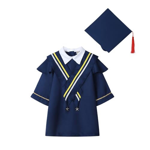 MNSWR Abschluss Kleid,Bachelor -Kostüm für Kinder Bachelor Kostüm Graduation Quaste Abschlussfeiern Gown Prüfung Bestanden Outfits Vorschule/Kindergarten(NY2,8-9 Jahre) von MNSWR