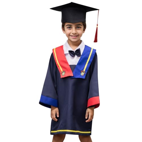 MNSWR Abschluss Kleid,Kinder Akademischer Talar Doktorhut Verstellbar Bachelor Hut Graduation Hat Party mit 2025 für Baby/Junge/Mädchen(Blau,4-5 Jahre) von MNSWR