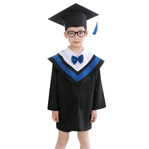 MNSWR Abschluss Kleid,Robe de Remise Diplôme Pour Enfants Bachelor Kostüm Graduation Hut Absolventenfeier Akademischer Talar mit Doktorhut 2025 für Baby/Junge/Mädchen(Blau,9-10 Jahre) von MNSWR