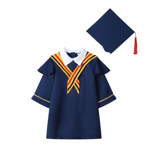 MNSWR Abschluss Robe,Bachelor -Kostüm für Kinder Bachelor Absolventenhut Graduation Hat Hochschule Level Complete Robe mit Quaste und Jahrgangszahl Kindergarten/Krippe/Grundschule(Gelb,8-9 Jahre) von MNSWR