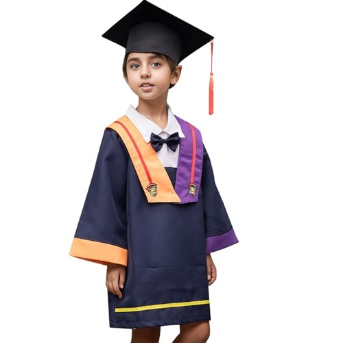 MNSWR Abschluss Talar,Robe Kinder Bachelor Kostüm Graduation Party Robe mit Quaste und Jahrgangszahl für Kindergarten/Krippe/Grundschule(Orange,6-7 Jahre) von MNSWR