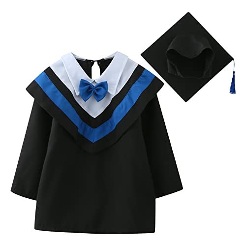 MNSWR Absolventen Robe,Abschluss Robe Kinder Bachelor Kostüm Graduation Season Party Abschluss Talar mit Doktorhut für Vorschule/Kindergarten(Blau,18-24 Monate) von MNSWR