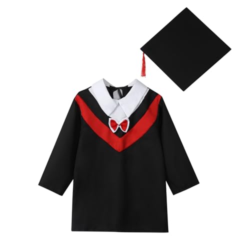 MNSWR Absolventen Robe,Bachelor -Kostüm für Kinder Bachelor Graduation Stole Absolventenfeier Taufe/Klerus Chor Robe Vorschule/Kindergarten(Rot,18-24 Monate) von MNSWR