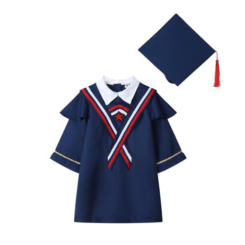 MNSWR Akademischer Talar,Bachelor -Kostüm für Kinder Bachelor Absolventenhut Graduation Cap Abschlussfeier Talar mit Doktorhut 2025 Vorschule/Kindergarten(NY2,7-8 Jahre) von MNSWR