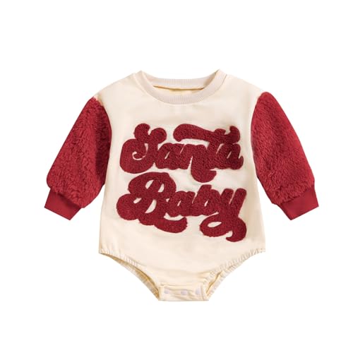 MNSWR Baby Junge Weihnachtsmann Outfit Kostüm Jacke/Mantel + Hose+ Huts + Stiefelsocken Weihnachtskleidung Set Schöne Baby Kids Dress Up Santa Kostüm für Baby Jungen Mädchen Baby Weihnachten Outfit von MNSWR