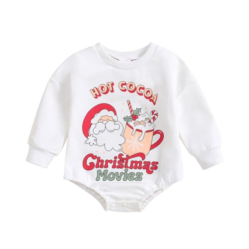 MNSWR Baby Jungen Mädchen Weihnachten Strampler Kapuze Langarm Mein erster Weihnachten Unisex Schlafstrampler Neugeborene Weiche Overall Bodysuit Jumpsuit Kleidung Pixi Weihnachten,Weihnachtsoutfit B von MNSWR