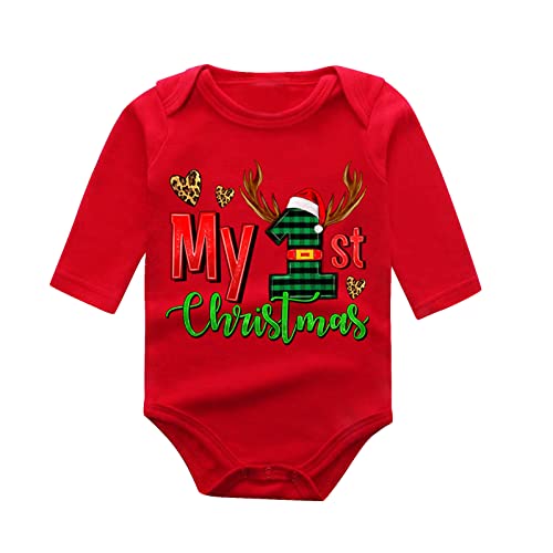 MNSWR Baby Jungen Mädchen Weihnachten Strampler Kapuze Langarm Mein erster Weihnachten Unisex Schlafstrampler Neugeborene Weiche Overall Bodysuit Jumpsuit Kleidung Weihnachten Familien Outfit,Schlaf von MNSWR