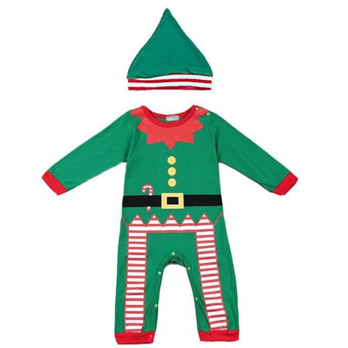 MNSWR Baby Jungen und Mädchen Weihnachtskostüme, Baby Komplett Set Junge Strampler Overall Fleece Hut Outfits Säugling Weihnachten Jungen Jungen Strampler & Overall Walk Overall Santa Weihnachtsmann von MNSWR