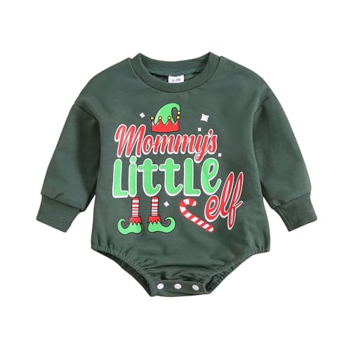 MNSWR Baby Jungen und Mädchen Weihnachtskostüme,Kleinkind Kinderkostüm Santa Weihnachtsmann Strampler mit Mütze,Weihnachten Dress Up Elf Kostüm Größe 0-24 Monate Weihnachten Kinderkostüme,Strampler von MNSWR