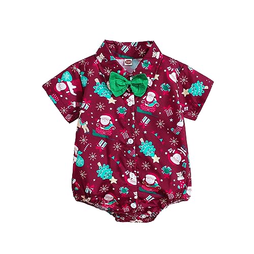 MNSWR Baby Mädchen Junge Weihnachten Strampler mein erstes Weihnachten Outfit Neugeborenes Santa Baby Kleidung Säugling lange Ärmel Sweatshirt Herbst Winter Onesie 0-18 Monate Weihnachten Bodysuit,Ba von MNSWR