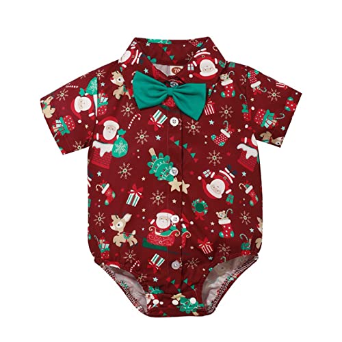 MNSWR Baby Mädchen Mein 1. Weihnachten Outfit Weihnachtsmann Elch Rentiere Weihnachtskostüm Langarm Strampler Hosen Stirnband 3tlg Prinzessin Erste Weihnachten Kleidung Set 1. Weihnachten Baby,Neuge von MNSWR