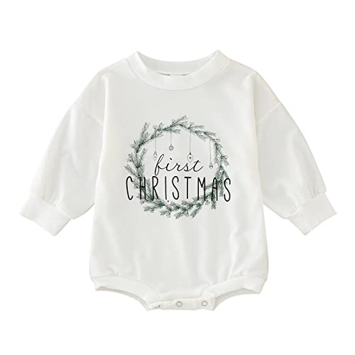 MNSWR Baby Mädchen Weihnachten Outfit Kleidung Weihnachtsoutfit Babykleidung Set Body Strampler Top + Rock mit Hosenträger Neugeborene Babyset My First Christmas Weihnachten Kinder Bodysuits,Baby Se von MNSWR