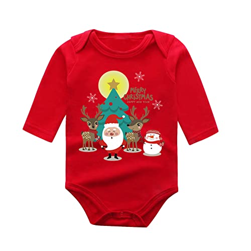 MNSWR Babykleidung Set Weihnachten Baby Jungen Mädchen Kleidung Outfit Langarm Body Strampler + Hose Neugeborene Babyset Weihnachtsoutfit My First Christmas Rot Weihnachten Eltern-Kind Outfit,Babysa von MNSWR