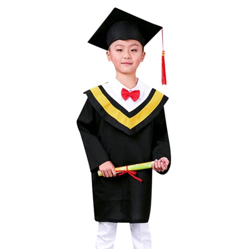 MNSWR Bachelor-Kostüm für Kinder,Abi Abschluss 2025 geschenk bachelor Graduation Season Abschlussfeiern Taufe/Klerus Chor Robe Vorschule/Kindergarten(D-Schwarz,9-10 Jahre) von MNSWR