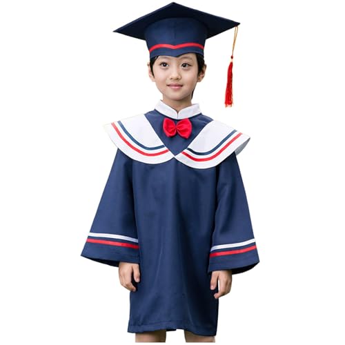 MNSWR Bachelor-Kostüm für Kinder,Abschluss Kleid ausbildung bestanden geschenk Graduation Quaste Party Taufe/Klerus Chor Robe Kindergarten/Krippe/Grundschule(Blau,3-4 Jahre) von MNSWR