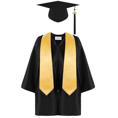 MNSWR Bachelor-Kostüm für Kinder,Abschluss Kleid graduationmall Graduatepro Abschluss Talar Graduation Party Taufe/Klerus Chor Robe Baby/Junge/Mädchen(Schwarz,8-10 Jahre) von MNSWR