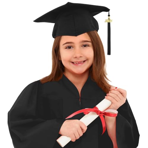 MNSWR Bachelor-Kostüm für Kinder,Abschluss Talar ausbildung bestanden geschenk Graduation Absolventenfeier Taufe/Klerus Chor Robe Vorschule/Kindergarten(b-Schwarz,3-4 Jahre) von MNSWR