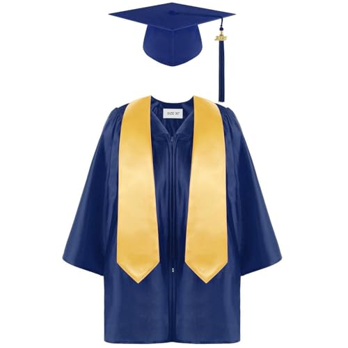 MNSWR Bachelor - Kostüm für Kinder,Abschlusskleid Geschenke Abschluss Graduation Stole Talar Doktorhut und Quaste Abschlusskleid Kinder Absolventenfeier(Marine-A,3-4 Jahre) von MNSWR