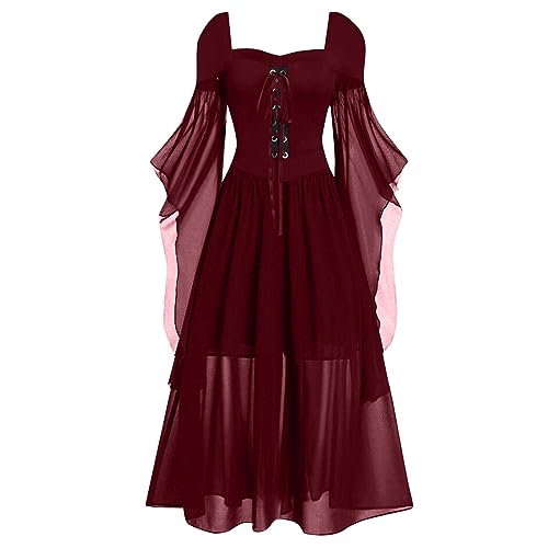 MNSWR Downdrift Karneval Kostüm Damen,Mittelalter Klamotten Damen Gothic Kleider Pretty Woman Kostüm Gothic Kleidung Damen Mittelalter Renaissance Kleid Damen Renaissance Maxikleid Piratenkostüm Damen von MNSWR