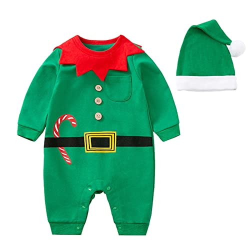 MNSWR Elf Weihnachten,Baby Body Junge Baby Strampler Neugeborene Baby Overall Herbst Weihnachten Outfit Baby Kinder Schlafanzug Jungen Strampler Ohne Füße Outfit Weihnachten,Sommer Strampler Baby Ba von MNSWR