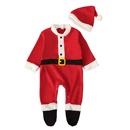 MNSWR Family Outfit Weihnachten,Babyachen Neugeborene Baby Flannel Strampler Baby Santa Hat Weihnachtsoutfit Baby Mädchen Schlafanzug Baby Kurz Baby Strampler Mädchen Wichtel Zubehör Weihnachten,St von MNSWR