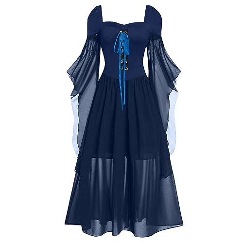 MNSWR Faschingskostüm Damen,Samtkleid Damen Elfenkleid Kleidung Magic Mike Kostüm Mittelalter Kleidung Damen Karneval Prinzessinnenkleid Für Damen Rock Lang Schwarz Karneval Kostüm Damen,Damen Renais von MNSWR