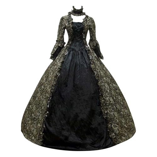 MNSWR Faschingskostüme Paare,Kostüm Damen Polizei Gothic Kleid Rot Karneval Cosplay Kostüm Mittelalter Gothic Gothic Kleid, Renaissance Kleid Mittelalter Bluse Damen Langarm Karneval Kostüm Damen Groß von MNSWR