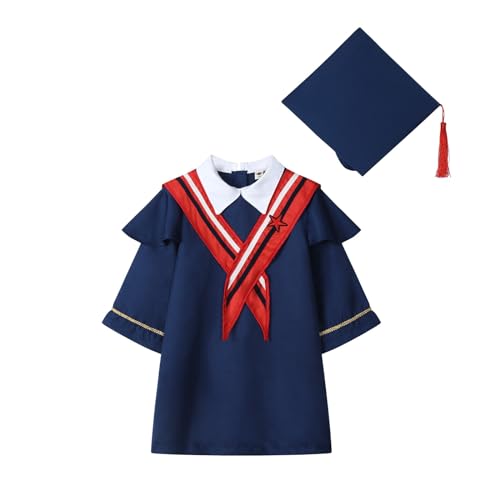 MNSWR Graduation Robe,Robe de Remise Diplôme Pour Enfants Bachelor Kostüm Class Of 2025 Absolventenfeier Gown Prüfung Bestanden Outfits für Baby/Junge/Mädchen(NY1,9-10 Jahre) von MNSWR