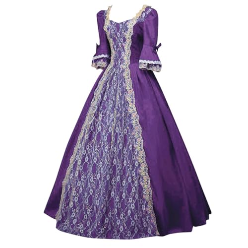 MNSWR Karneval Damen,Vampire Kostüm Damen Karneval Kostüm Damen Weißes Kleid Sissi Kostüm Mittelalter Kleid Damen Renaissance Fairy Costume Rock Lang Schwarz Karnevalskostüm Damen,Rock Mittelalter Dam von MNSWR