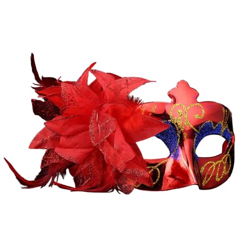 MNSWR Karneval Maske Gesicht Verkleidung,Maskenball Herren Venezianische Masken Schwarz Maske Maske Damen,Karneval Prom Masken mit gemalten Seiten und großen Blumen,RD1 von MNSWR