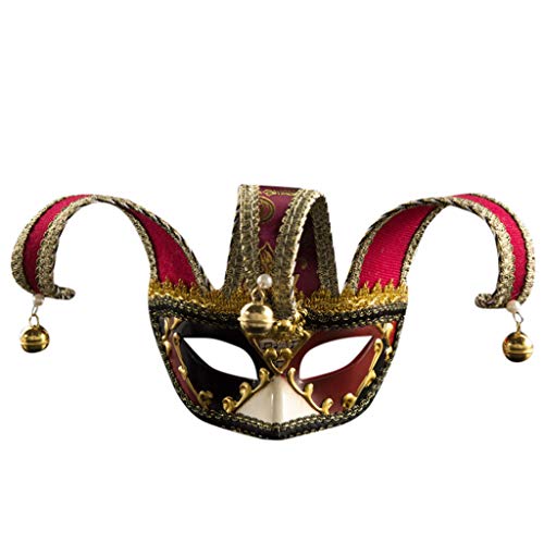 MNSWR Karneval Maske Gesicht Verkleidung,Maskenball Masken Leuchtende Venezianische Maske Spitze Maske,Antike Maske,Rot von MNSWR