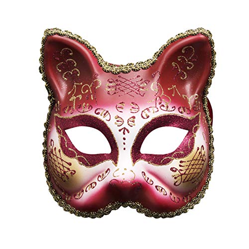 MNSWR Karneval Maske Kostüm,Maskenball Maske Damen Glitzer Venezianische Masken Ball Masken,Karneval Maskerade Party Party Knister Halbmasken,Rot von MNSWR