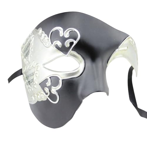 MNSWR Karneval Maske Venezianisch,Maske für Maskenball Venezianische Maske Herren Schwarz Gold Venezianische Masken Paar,Venezianische Das Phantom der Oper Maskerade Vintage Einäugige Maske Augenmaske von MNSWR