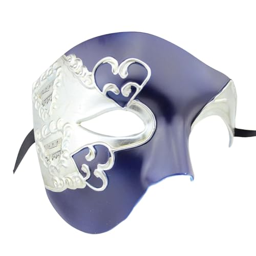 MNSWR Karneval Masken Kostüm,Maskenball Damen Herren Venezianische Maske Schwarz Maske Damen,Venezianische Das Phantom der Oper Maskerade Vintage Einäugige Maske Augenmaske Cosplay Halbgesicht,Blau von MNSWR