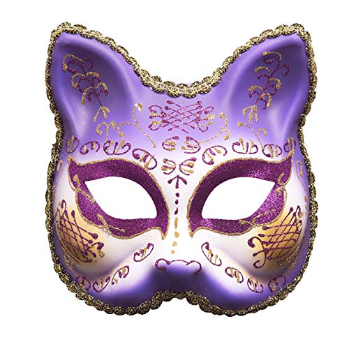 MNSWR Karneval Maskenball Damen Herren,Maskenball Damen Herren Venezianische Maske Damen mit Federn Augenmaske Kostüm Damen,Karneval Maskerade Party Party Knister Halbmasken,Lila von MNSWR