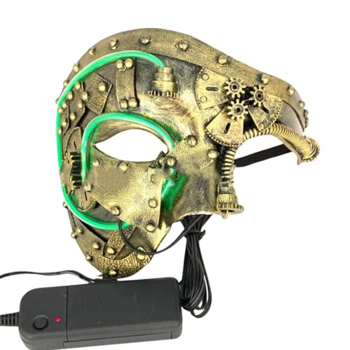 MNSWR Karneval Maskenball Masken,Maskenball Maske Damen Schwarz Venezianische Maske Damen Maske Herren,Punk Maske Vintage Lustiges Kostüm Abschlussball Party Maskerade Einäugige Maske,Gold von MNSWR