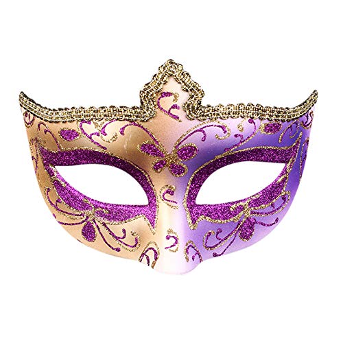 MNSWR Karneval Spitze Maske,Maske Maskenball Venezianische Maske Karneval Masken Ball Maske Aus Spitze,Karneval Maskerade Party Party Crackle Halbgesichtsmasken,Lila von MNSWR