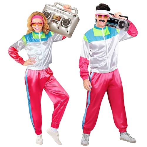 MNSWR Kostüm Trainingsanzug,Karneval Disco Kostüm 80er Trainingsanzug Disco Fever Kostüm Ballermann Outfit Partner Jogginganzug Fasching Kostüm von MNSWR