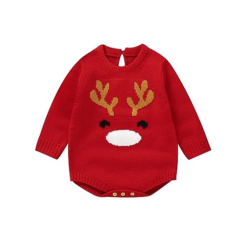 MNSWR Mein Erstes Weihnachten Baby,Baby Erstausstattung Neugeborene Mädchen Baby Strampler Junge Hirsch Kostüm Baby Weihnachten Bodysuit Schlafanzug Baby Mit Reissverschluss Weihnachten Strampler Fa von MNSWR