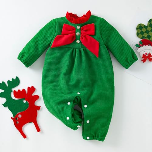 MNSWR Neugeborenes Baby Jungen Mein Erstes Weihnachten 2 Stück Set Weihnachten Outfits Langarm Body Strampler Weihnachtsmann-Print Streifen/Plaid/Bären Print Hose Hut Schneekugel Weihnachten,Babykle von MNSWR